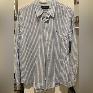 Polo Ralph Lauren light blue & white stripe long sleeve button down dress shirt